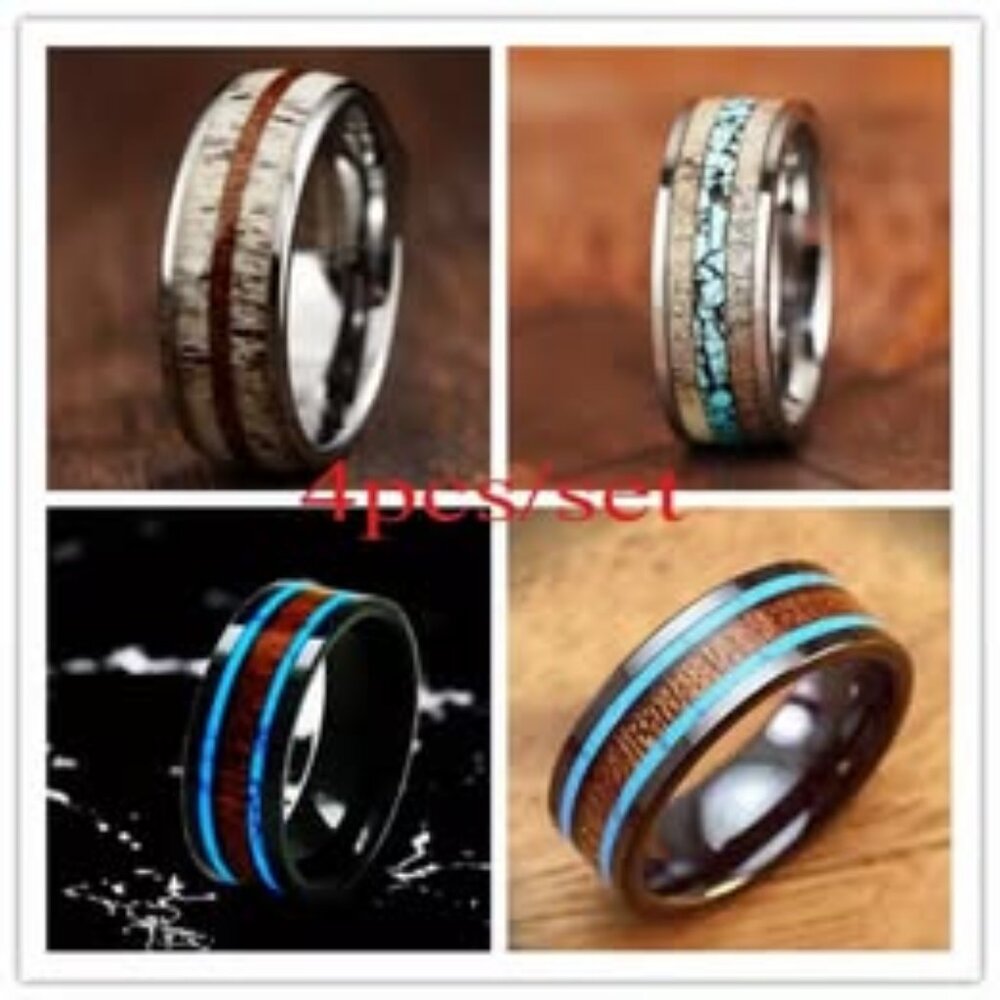 4pcs Men's Stainless Steel Rings